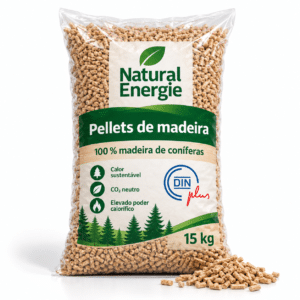 Natural Energie pellets de madeira – 70 sacos de 15 kg – palete 1.050 kg – 100 % madeira de coníferas – DINplus