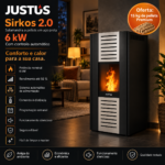 Justus Sirkos 2.0 salamandra a pellets em aço preta 6 kW com controlo automático