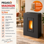 PEGASO Madison salamandra a pellets em aço antracite 5,3 kW com controlo automático