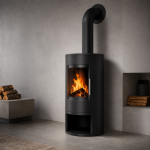 Justus Austin 5 salamandra de combustão contínua com revestimento em pedra-sabão preta 5 kW