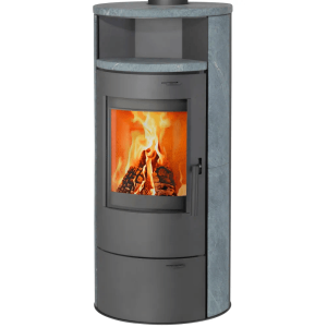 Thermia München V3 salamandra a lenha cinzento-ferro fundido com pedra-sabão 7 kW automática