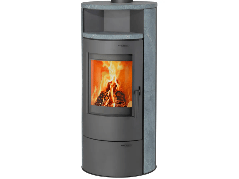Thermia München V3 salamandra a lenha cinzento-ferro fundido com pedra-sabão 7 kW automática