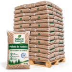 Natural Energie pellets de madeira – 70 sacos de 15 kg – palete 1.050 kg – 100 % madeira de coníferas – DINplus