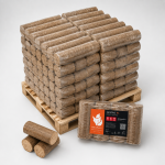 Heizfuxx Nestro XL Red briquetes de madeira dura – 96 embalagens de 10 kg – palete 960 kg