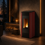 Firefix Ketty salamandra a pellets em aço preto-Bordeaux 6,3 kW