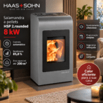 Haas+Sohn HSP 2.rounded salamandra a pellets em aço cinzento-preto 8 kW com controlo automático