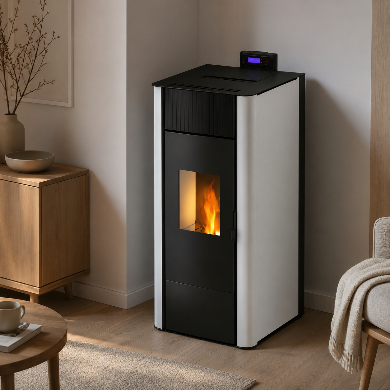 Freepoint Tesis salamandra hidro a pellets em aço branca 22,8 kW