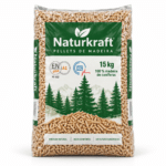 Naturkraft pellets de madeira – 66 sacos de 15 kg – palete 990 kg – 100 % madeira de coníferas – ENplus A1 & DINplus