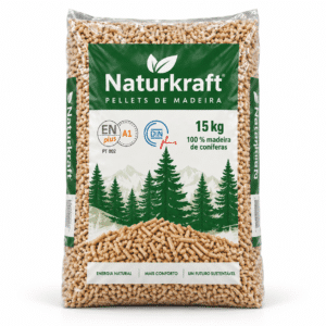 Naturkraft pellets de madeira – 66 sacos de 15 kg – palete 990 kg – 100 % madeira de coníferas – ENplus A1 & DINplus