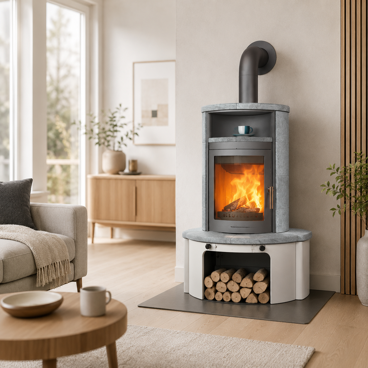 Hark Avenso GT ECOplus salamandra a lenha em pedra natural 8 kW com controlo automático