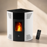 Sannover Iseos salamandra a pellets de canto 12,2 kW branca