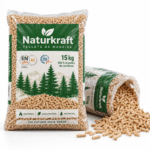 Naturkraft pellets de madeira – 66 sacos de 15 kg – palete 990 kg – 100 % madeira de coníferas – ENplus A1 & DINplus