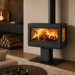 Panadero Harmonie 3V salamandra a lenha em aço preto metálico 7,9 kW