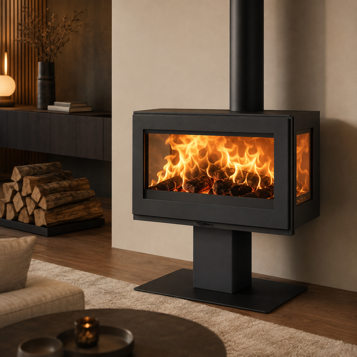 Panadero Harmonie 3V salamandra a lenha em aço preto metálico 7,9 kW
