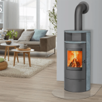 Thermia München V3 salamandra a lenha cinzento-ferro fundido com pedra-sabão 7 kW automática