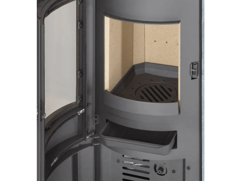 Thermia München V3 salamandra a lenha cinzento-ferro fundido com pedra-sabão 7 kW automática
