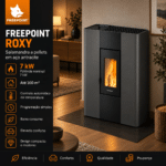 Freepoint Roxy salamandra a pellets em aço antracite 7 kW