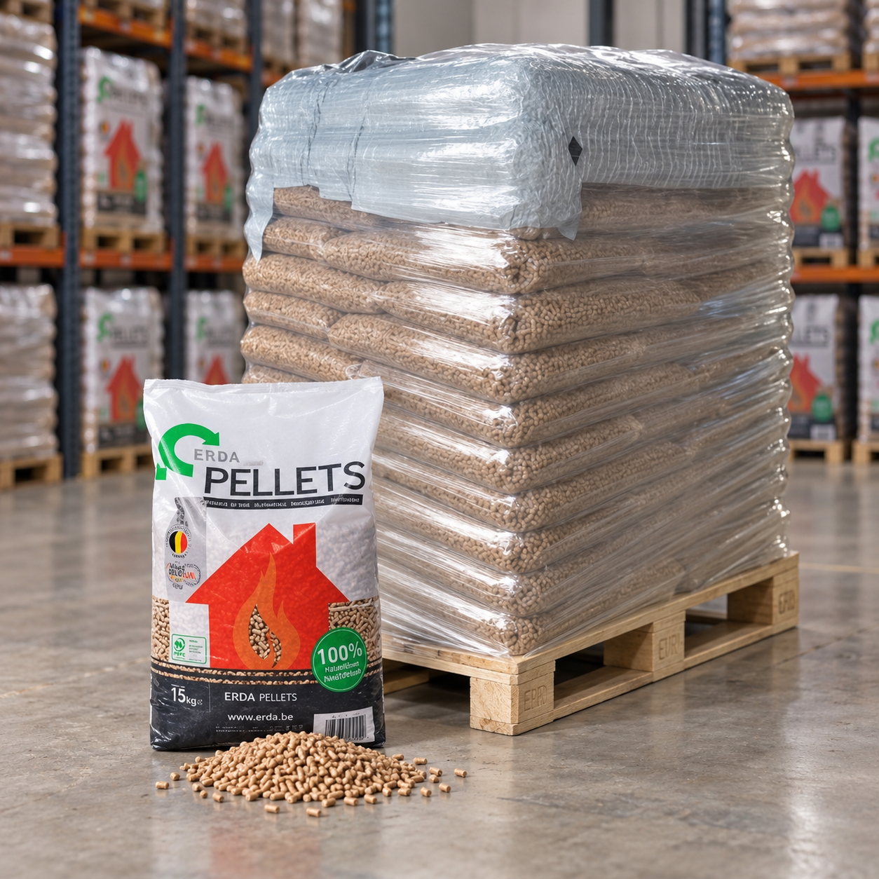 Piveteau pellets de madeira – 66 sacos de 15 kg – palete 990 kg – 100 % madeira de coníferas