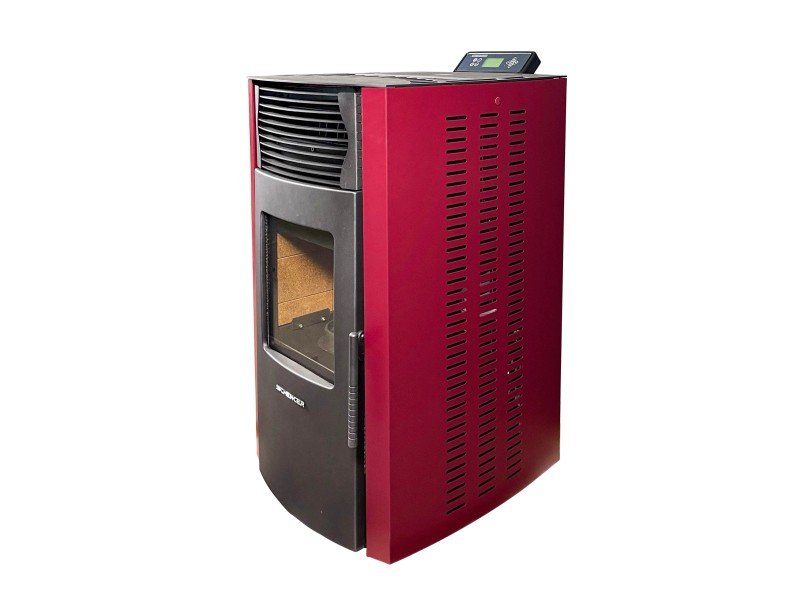 SCHENGER HP51 salamandra a pellets vermelha 8,8 kW A+ totalmente automática Wi-Fi + ECO + TIMER