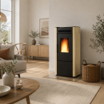 Firefix Ketty salamandra a pellets em aço preto-bege 6,3 kW