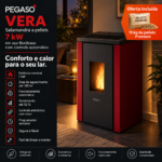 PEGASO Vera salamandra a pellets em aço Bordeaux 7 kW com controlo automático