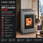 Haas+Sohn HSP 2.rounded salamandra a pellets em aço cinzento-preto 8 kW com controlo automático