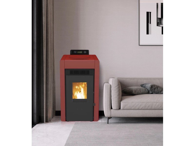 SCHENGER HLP3402 salamandra a pellets vermelha 5,5 kW A++ totalmente automática Wi-Fi + modo ECO