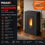 PEGASO Madison salamandra a pellets em aço antracite 5,3 kW com controlo automático