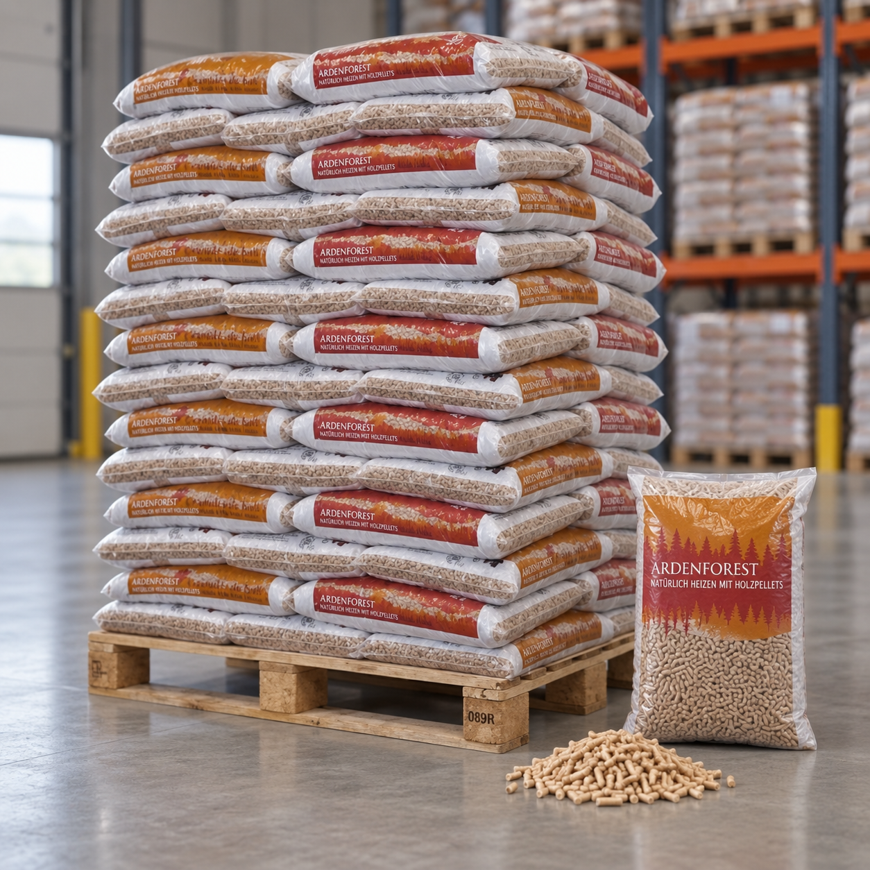 Ardenforest pellets de madeira – 70 sacos de 15 kg – palete 1.050 kg – madeira de coníferas e folhosas – DINplus