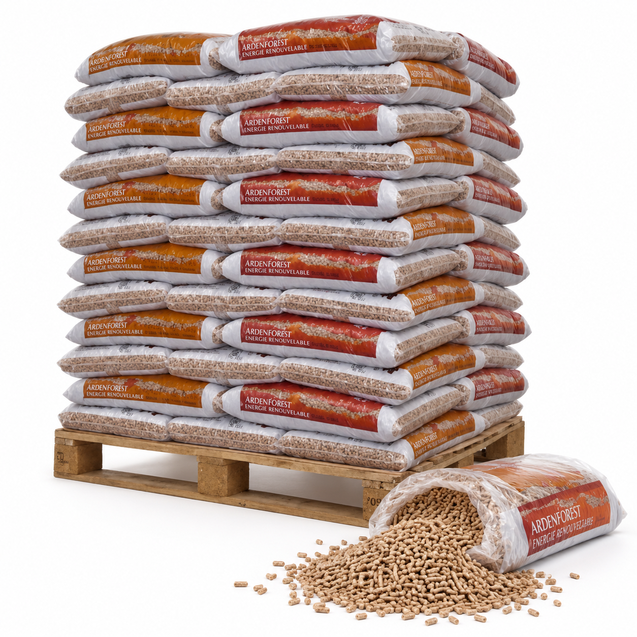 Ardenforest pellets de madeira – 70 sacos de 15 kg – palete 1.050 kg – madeira de coníferas e folhosas – DINplus