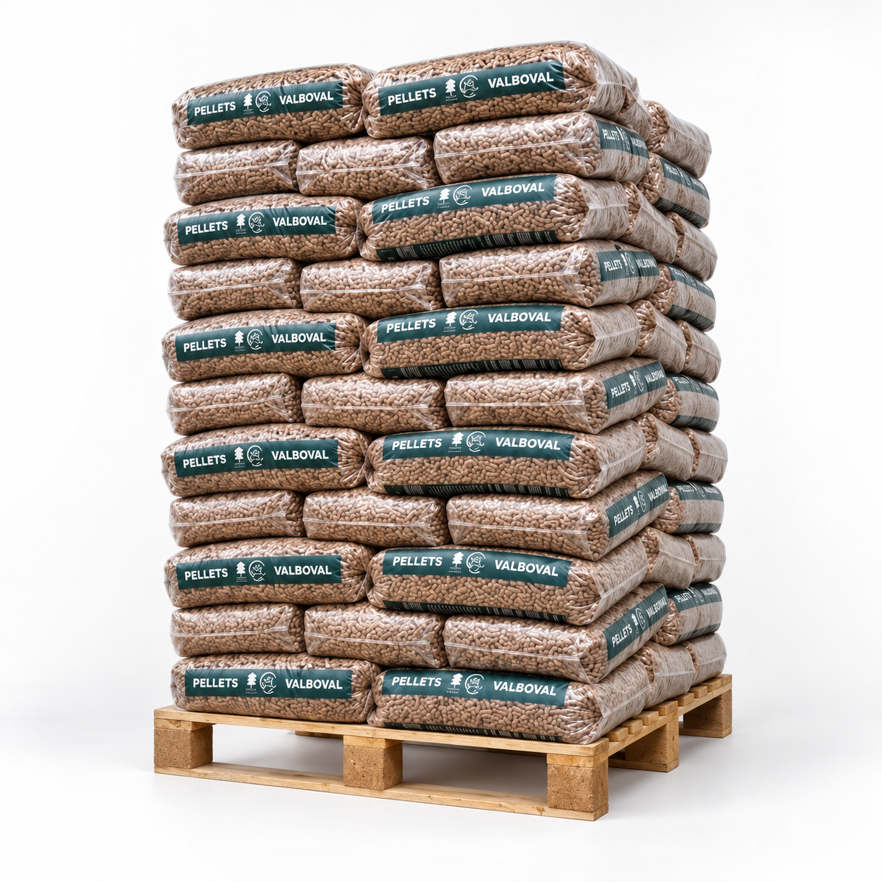 Valboval pellets de madeira – 65 sacos de 15 kg – palete 975 kg – 100 % madeira de coníferas – DINplus