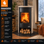 Panadero Oval 1 salamandra a lenha em aço preta 8,7 kW