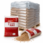 PYRO MAX pellets de madeira – 78 sacos de 15 kg – palete 1.170 kg – 100 % madeira de coníferas – ENplus A1