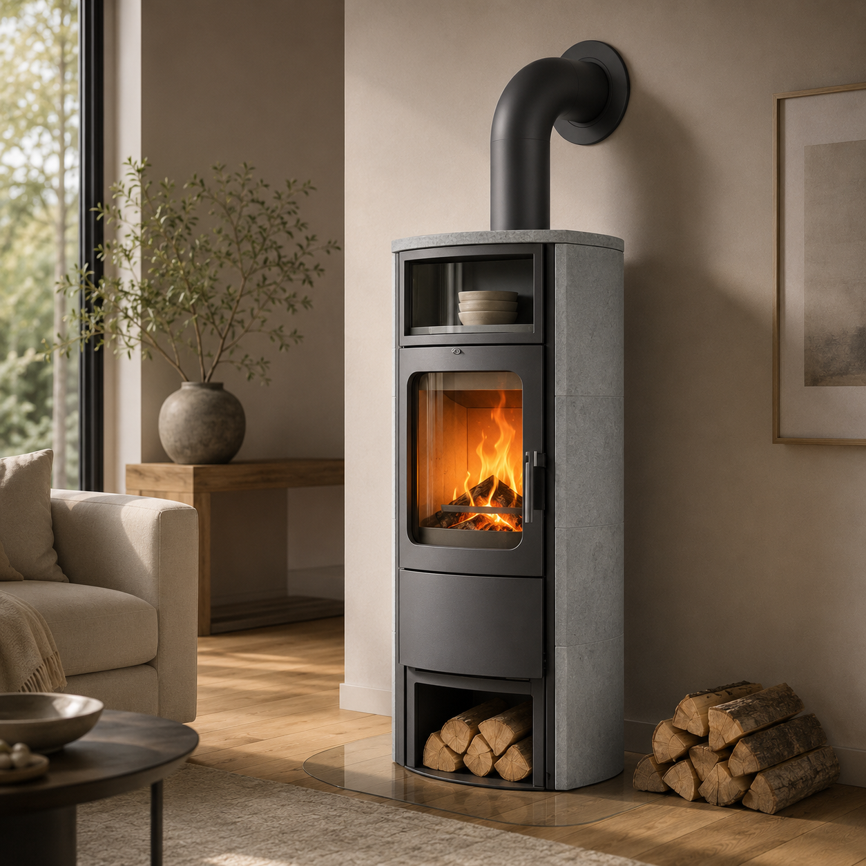 Hark Opera-B salamandra de combustão contínua creme 7 kW com controlo automático – classe A+