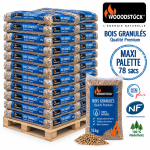 WOODSTOCK pellets de madeira – palete de 78 sacos – 100 % madeira de coníferas – DINplus & NF