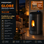 Freepoint Globe salamandra a pellets em aço antracite 10,5 kW com controlo automático