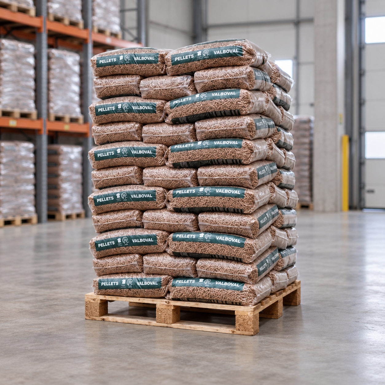 Valboval pellets de madeira – 65 sacos de 15 kg – palete 975 kg – 100 % madeira de coníferas – DINplus