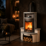 Hark Avenso GT ECOplus salamandra a lenha em pedra natural 8 kW com controlo automático