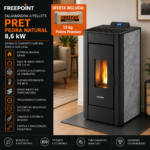 Freepoint Pret salamandra a pellets em pedra natural 8,6 kW com controlo automático