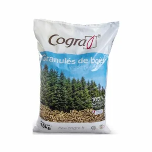 Cogra pellets de madeira – 70 sacos de 15 kg – palete 1.050 kg – 100 % madeira de coníferas
