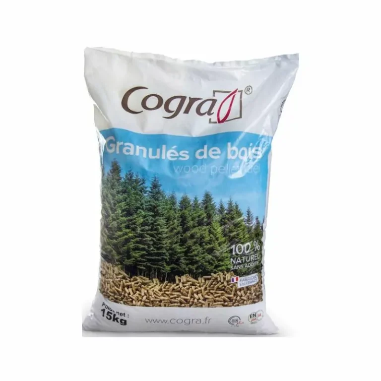Cogra pellets de madeira – 70 sacos de 15 kg – palete 1.050 kg – 100 % madeira de coníferas