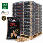 WOODSTOCK pellets de madeira – 70 sacos de 15 kg – palete 1.050 kg – 100 % madeira de coníferas – DINplus