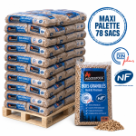WOODSTOCK pellets de madeira – palete de 78 sacos – 100 % madeira de coníferas – DINplus & NF