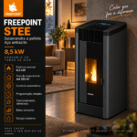 Freepoint STEE salamandra a pellets em aço antracite 8,5 kW