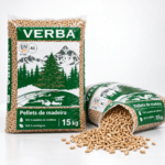 Verba pellets de madeira – 70 sacos de 15 kg – palete 1.050 kg – 100 % madeira de coníferas – ENplus A1