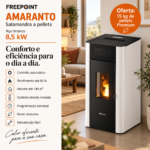 Freepoint Amaranto salamandra a pellets em aço branca 8,5 kW