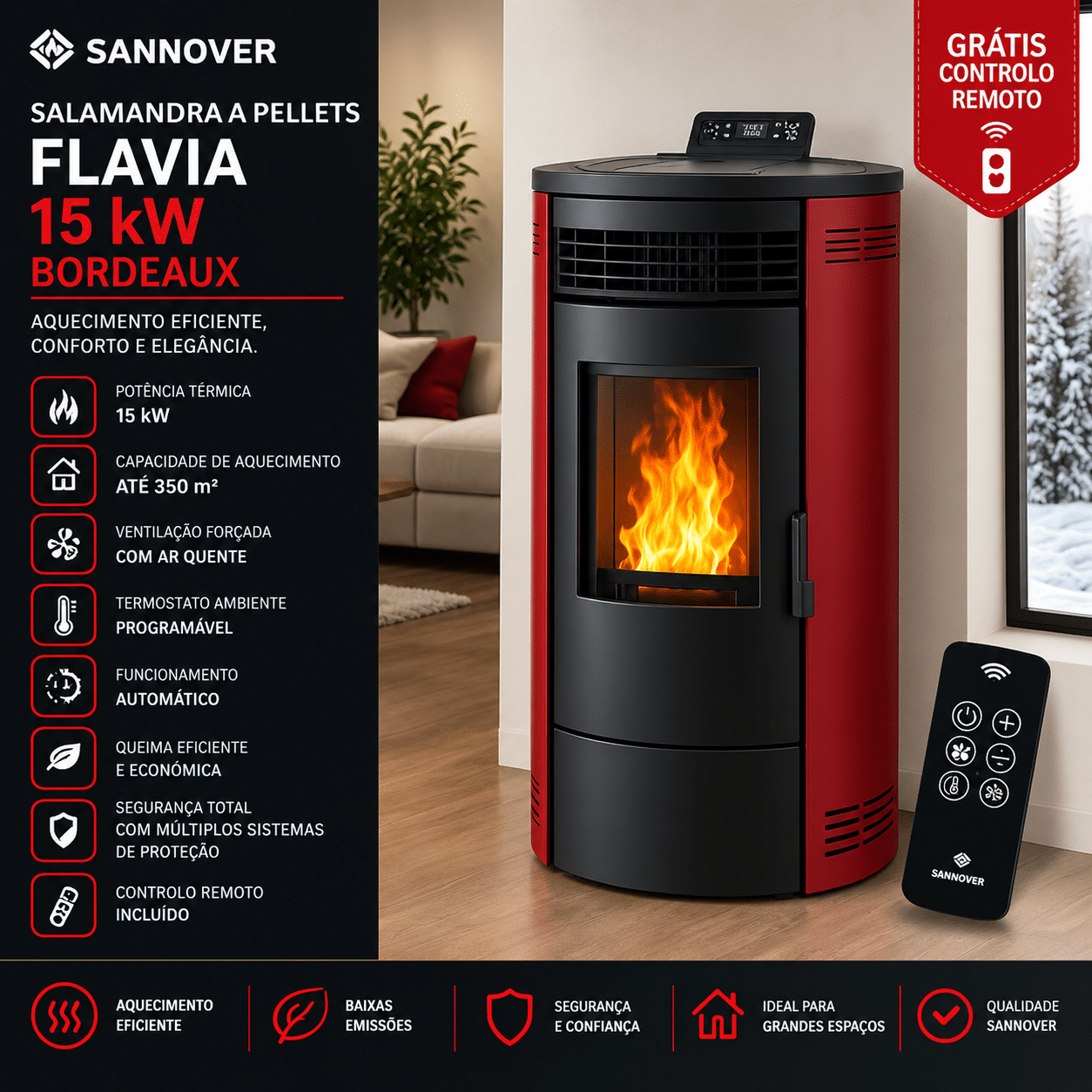 Sannover Flavia salamandra a pellets de ar 15 kW Bordeaux