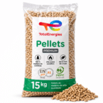TotalEnergies pellets de madeira – saco de 15 kg – 100 % madeira de coníferas – ENplus A1