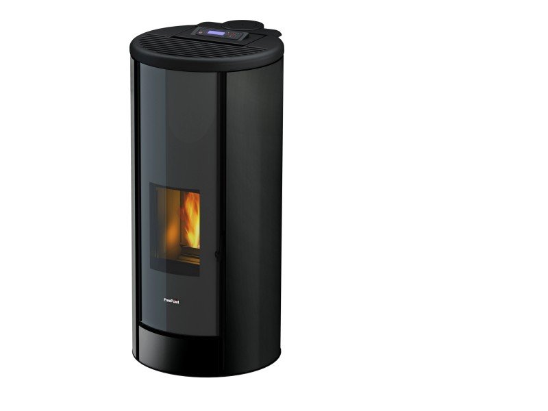 Freepoint Breeze salamandra a pellets em aço preta 9,1 kW com controlo automático