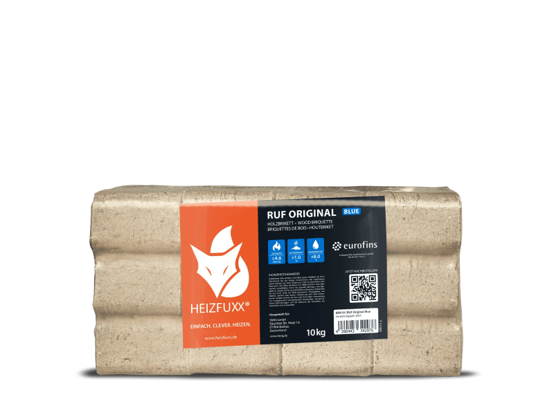 Heizfuxx RUF Original Blue briquetes de madeira de coníferas – 96 embalagens de 10 kg – palete 960 kg